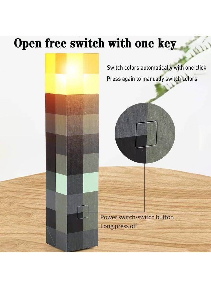 Flushrenic My World Surrounding Night Lights ,Children's Toy Decoration Luminous Model Decoration Wall Lamp,Light-up Wall Torch with  Color Night Light,LED Torch Light with Wall Mount & Hand Held,USB Rechargeable Night Light for Boys’Birthday Parties,Living Room Bedroom Decor - Image 2