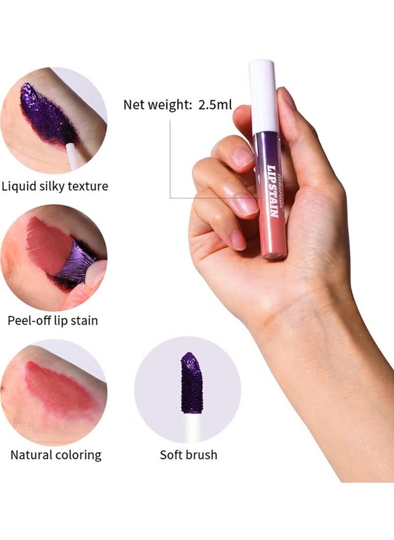 lakerain New Peel Off Lip Stain,3 Colors Peel Off Lip Stain Lip Tint Set, Long Lasting Peel Reveal Lip Stain, Matte Nude, Nonstick Cup, Peel-Off Lip Gloss Mask Tint Pack Celebrating Beauty for Women and Girls  - Image 4