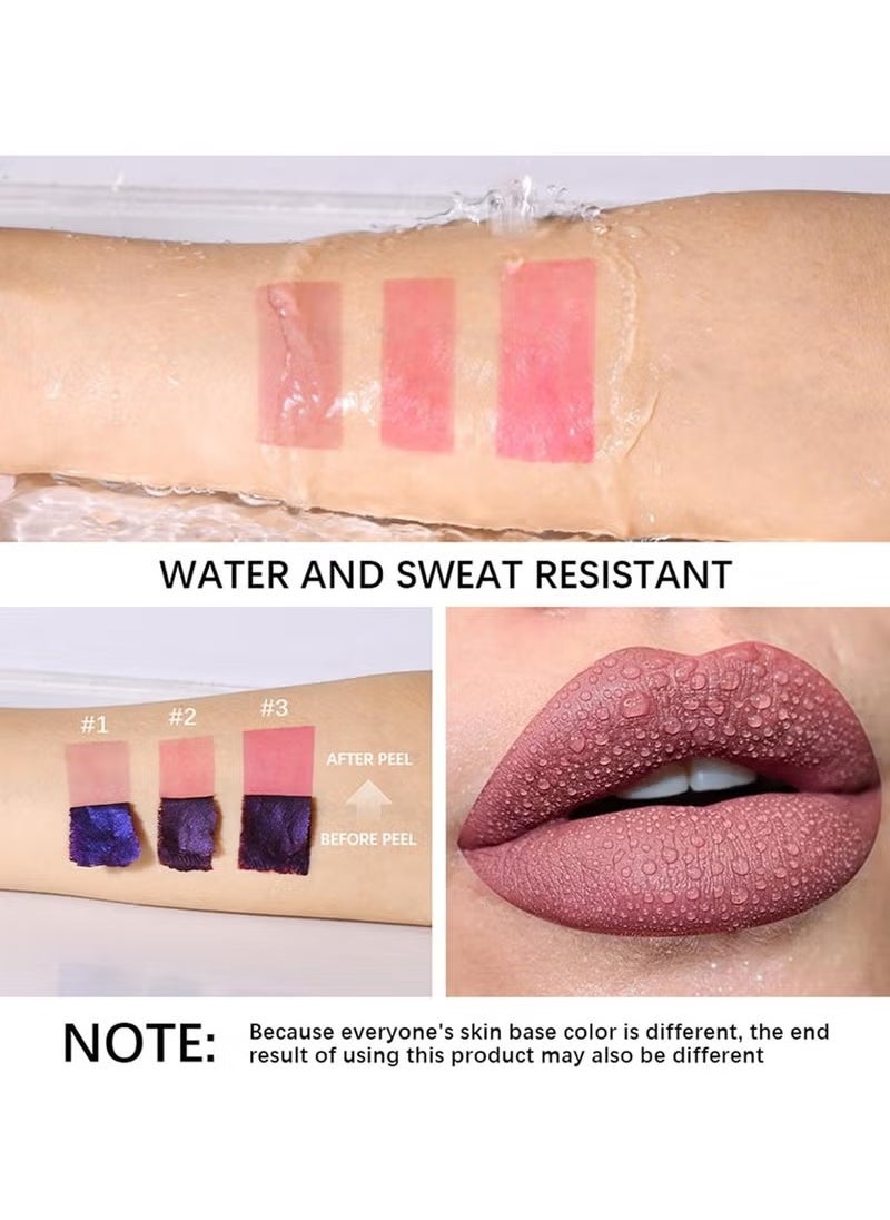 lakerain New Peel Off Lip Stain,3 Colors Peel Off Lip Stain Lip Tint Set, Long Lasting Peel Reveal Lip Stain, Matte Nude, Nonstick Cup, Peel-Off Lip Gloss Mask Tint Pack Celebrating Beauty for Women and Girls  - Image 5