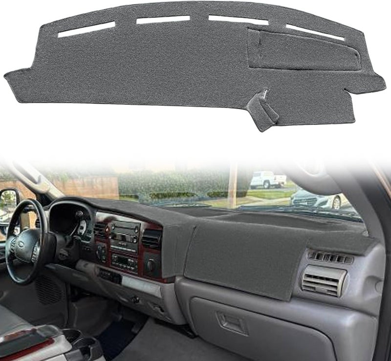 Yiz Dashboard Cover Mat Pad Carpet for 2005-2007 Ford Super Duty Trucks (Dark Gray) - Image 2