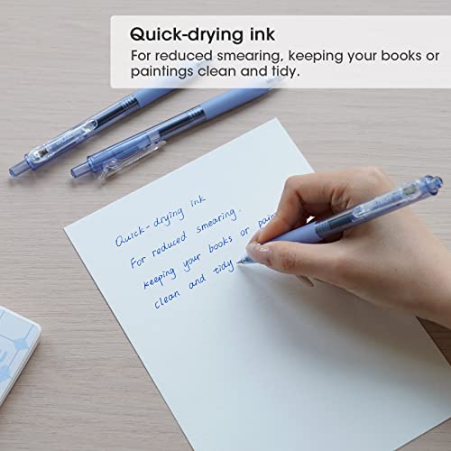 WRITECH أقلام حبر جل قابلة للسحب WRITECH: قلم حبر أزرق بقطر 0.7 مم لنقاط متوسطة لتدوين الملاحظات، كتابة سلسة، طرف رفيع، حبر سريع الجفاف، لا تسرب، مجموعة 10 قطع - Image 4