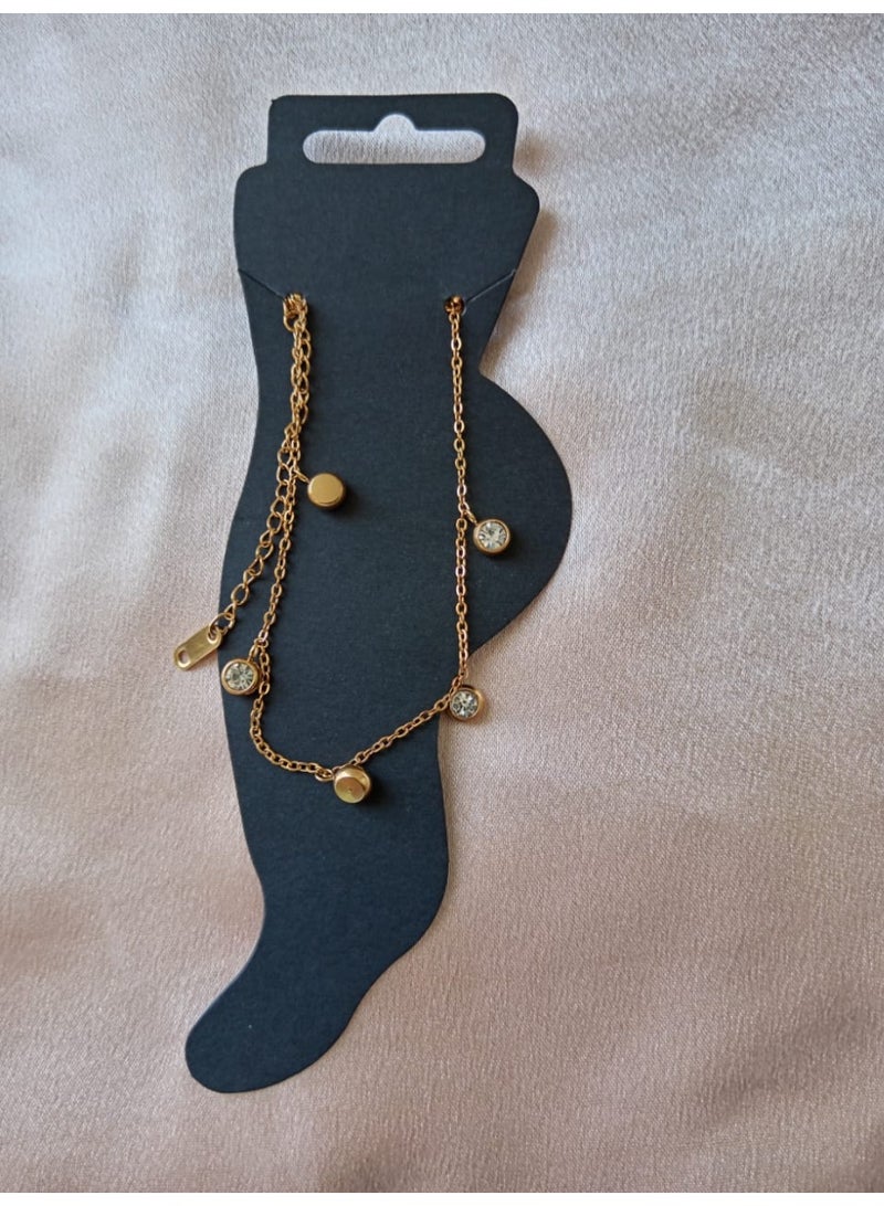 Crystal Drop Gold Anklet - Image 1