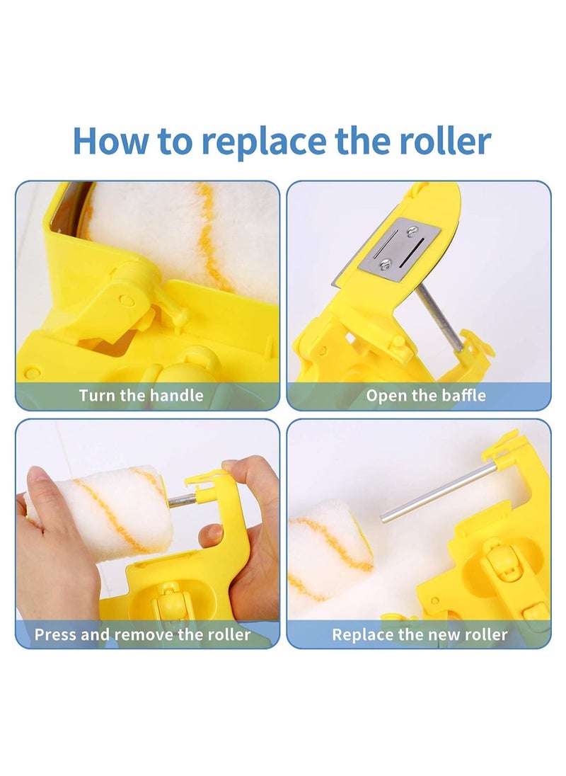KASTWAVE Paint Edger Roller Brush Multifunctional Hand-held Clean-Cut Paint Edger Roller Brush Portable Tool Kit,Pole Mountable Paint Edger with Roller and Brush for Home Room Wall Ceiling Painting  - Image 4