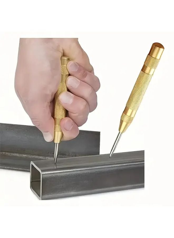 Metallic Yellow 5 Inch Heavy Duty Automatic Center Punch Spring Loaded Self Centering - Image 2