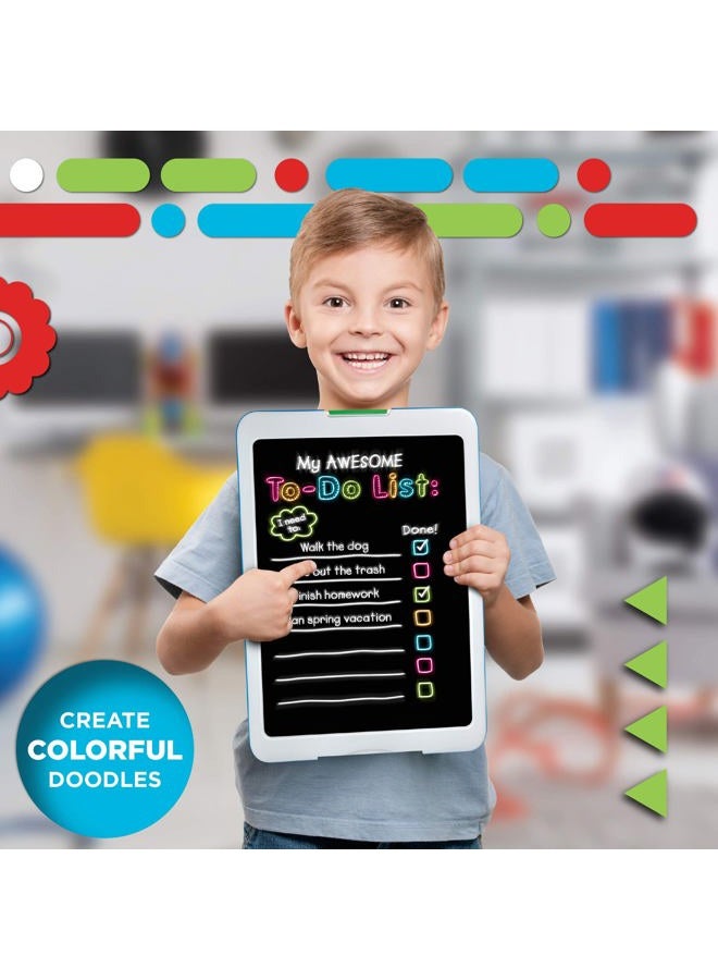 Discovery لوحة رسم نيون متوهجة للأطفال معMarkers ملونة، قاعدة مدمجة/تركيب على الحائط، اختر من 6 أوضاع ضوئية، سهلة التنظيف/قابلة للغسل، شاشة واسعة، تخزين مسطح، رائعة للأطفال، متعددة الألوان - Image 5