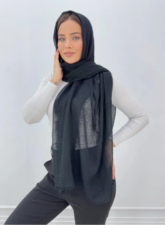 الوشاح للنساء لون صلب غطاء رأس حجاب القطن رأس الوشاح المسلم - Image 5