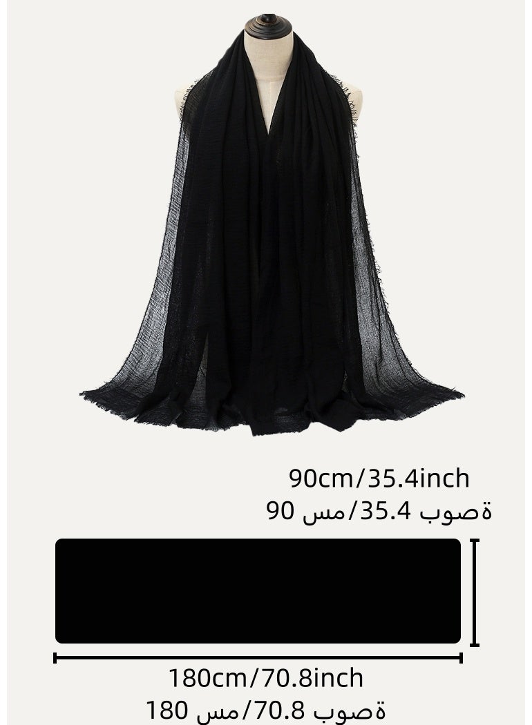 الوشاح للنساء لون صلب غطاء رأس حجاب القطن رأس الوشاح المسلم - Image 2