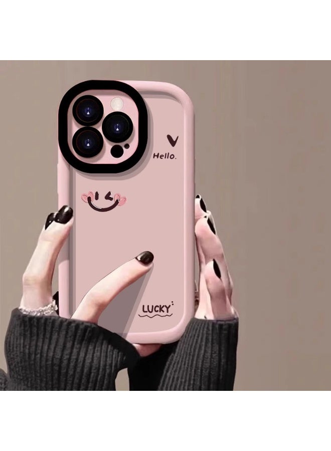 NIBEMINENT Pink Smiling Face Protective TPU Case Cover For iPhone 16, Pink