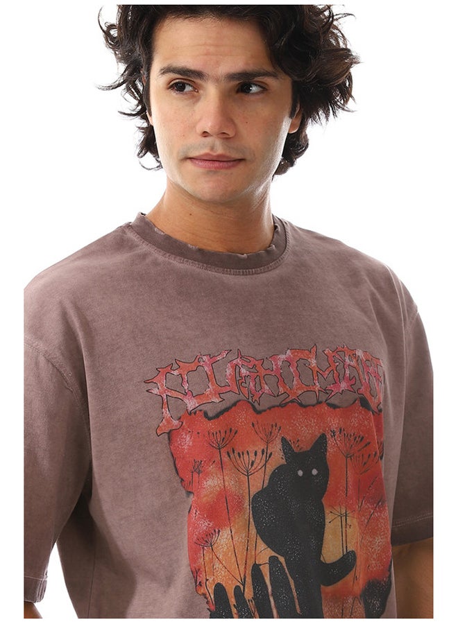 WHITE RABBIT Printed Deep Taupe T-Shirt - Image 4