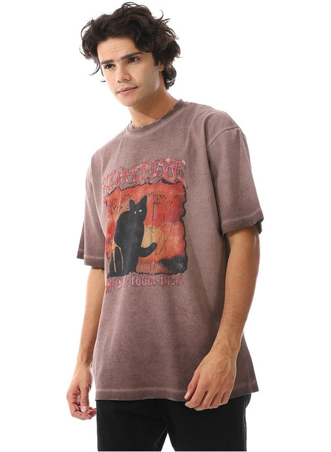 WHITE RABBIT Printed Deep Taupe T-Shirt - Image 2