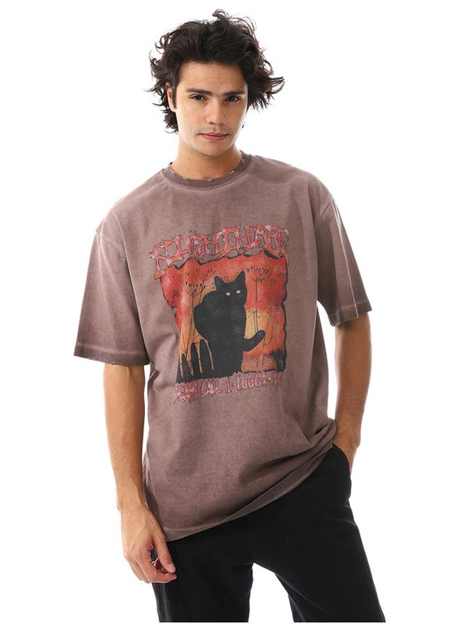 WHITE RABBIT - Printed Deep Taupe T-Shirt - Image 1