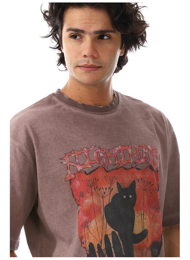 WHITE RABBIT - Printed Deep Taupe T-Shirt - Image 1