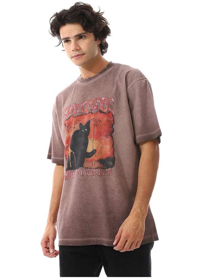 WHITE RABBIT - Printed Deep Taupe T-Shirt - Image 1
