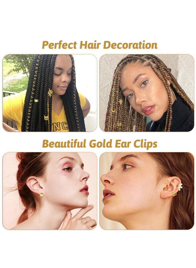 مولين مجموعة مجوهرات شعر ذهبية من مولين، مكونة من ١٠٠ قطعة، وأساور شعر للضفائر، ومشابك شعر للضفائر، وحلقات شعر ذهبية، ودلايات شعر قابلة للتعديل للضفائر، وإكسسوارات ضفائر شعر للنساء والرجال. - Image 5