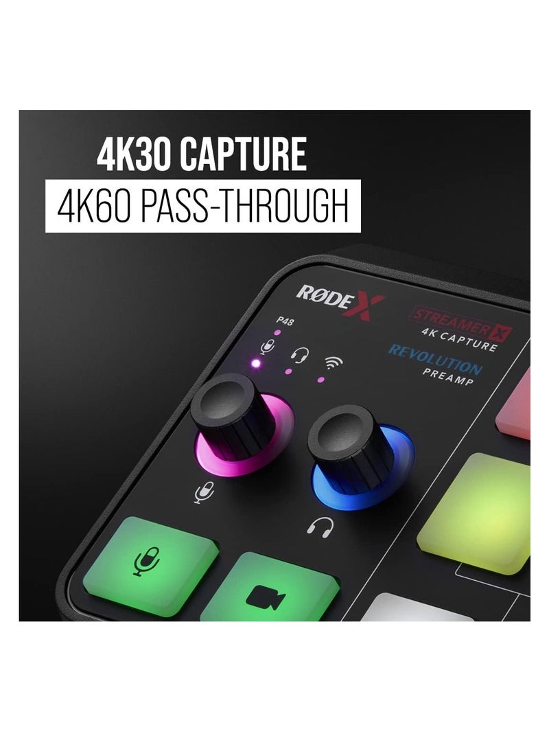 رود RODE X ستريمر X واجهة صوت احترافية متكاملة وبطاقة التقاط فيديو بدقة 4K مع توصيل XLR و HDMI و TRRS للبث والألعاب وإنشاء المحتوى - Image 4