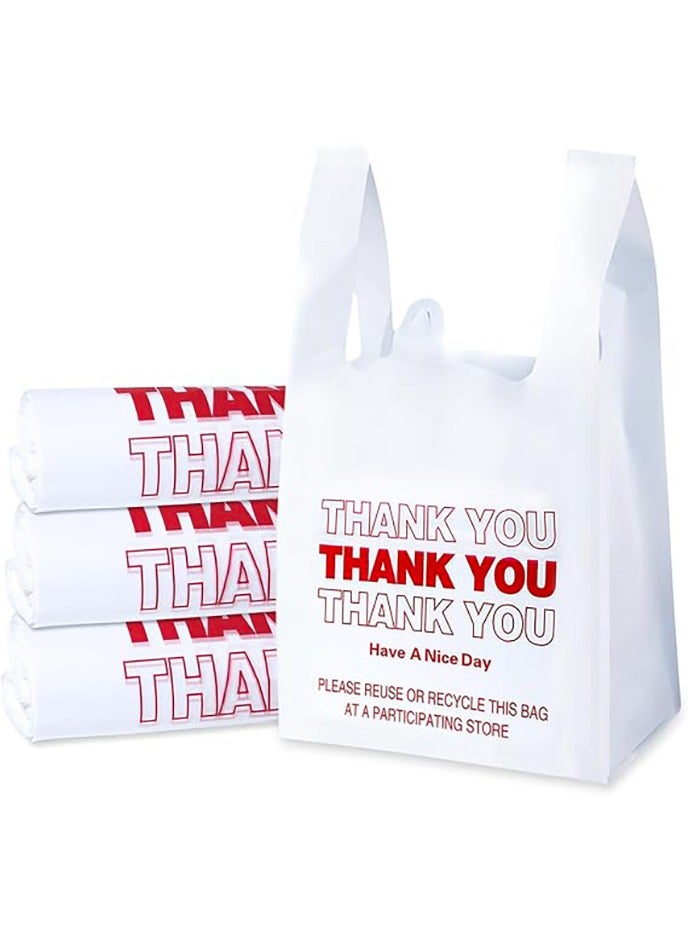 Plastic Bags, 50 Count Thank You Bags, Plastic Bags With Handles For Shopping, Grocery, Plastic Bags For Small Business , Recyclable T Shirt Bags, White Plastic Bag,32x56cm - Image 1