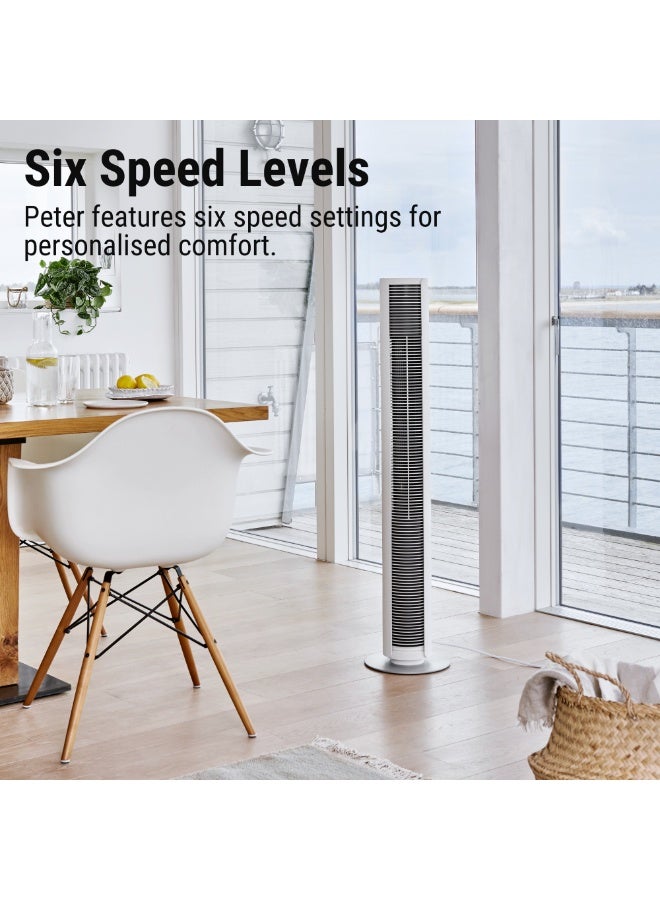 StadlerForm Stadler Form Swiss Design Tower Fan Peter with Remote Control and Easy Touch Panel Swing Mode with 3 Speed Levels Timer and Swivel Function Slim Design White 2 Years Warranty plus Local Support - Image 5