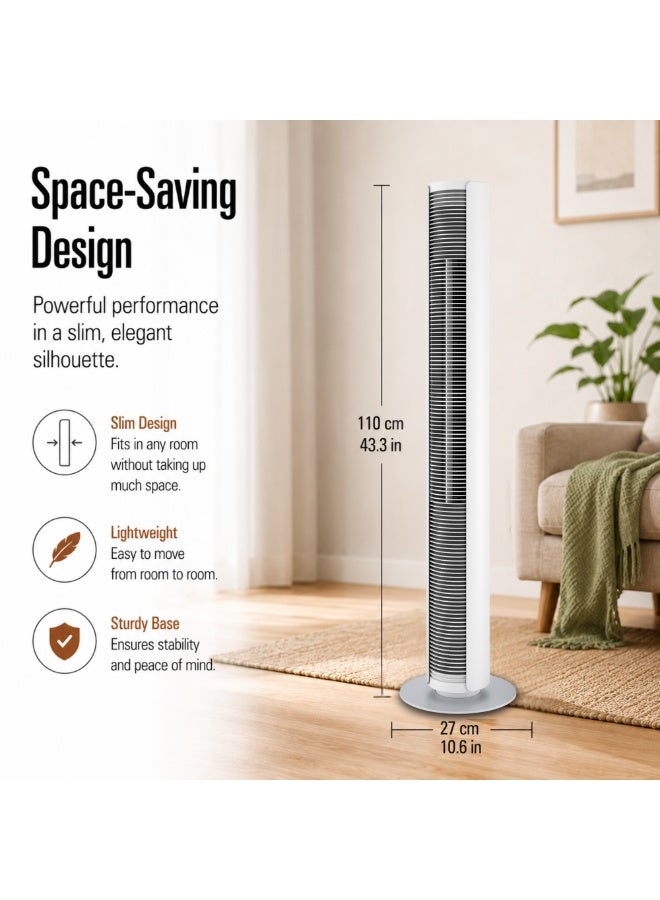 StadlerForm Stadler Form Swiss Design Tower Fan Peter with Remote Control and Easy Touch Panel Swing Mode with 3 Speed Levels Timer and Swivel Function Slim Design White 2 Years Warranty plus Local Support - Image 3