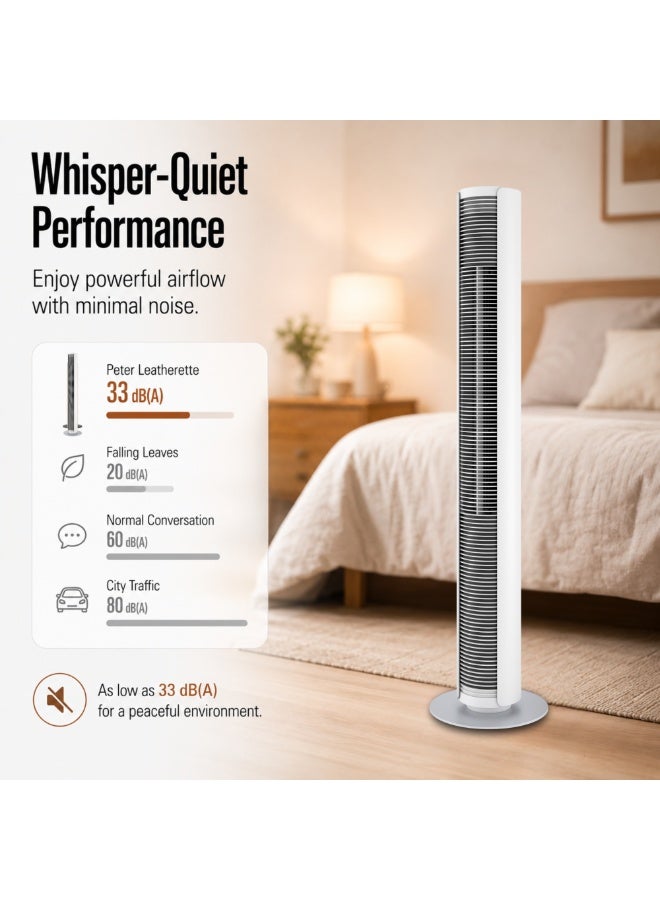 StadlerForm Stadler Form Swiss Design Tower Fan Peter with Remote Control and Easy Touch Panel Swing Mode with 3 Speed Levels Timer and Swivel Function Slim Design White 2 Years Warranty plus Local Support - Image 4