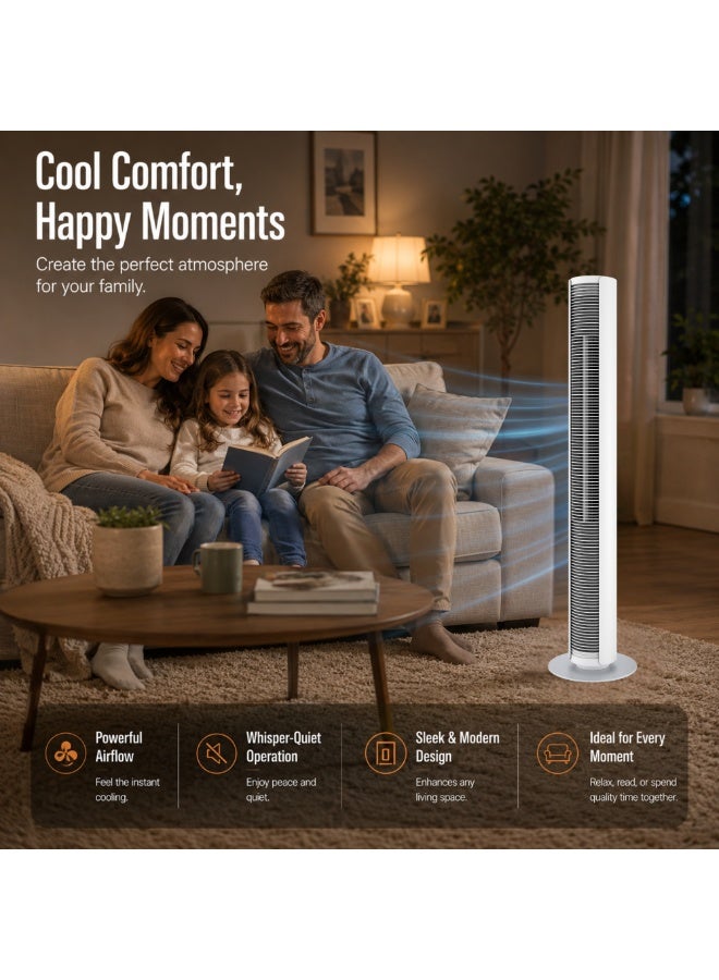 StadlerForm Stadler Form Swiss Design Tower Fan Peter with Remote Control and Easy Touch Panel Swing Mode with 3 Speed Levels Timer and Swivel Function Slim Design White 2 Years Warranty plus Local Support - Image 2