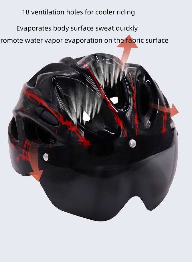 Generic Bicycle helmet mountain bike scooter youth roller skating helmet breathable safety helmet riding equipment suitable for men and women - (black and red) - Image 2