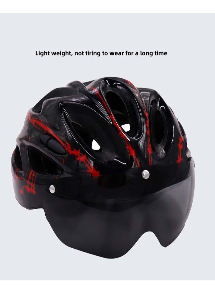 Generic Bicycle helmet mountain bike scooter youth roller skating helmet breathable safety helmet riding equipment suitable for men and women - (black and red) - Image 4