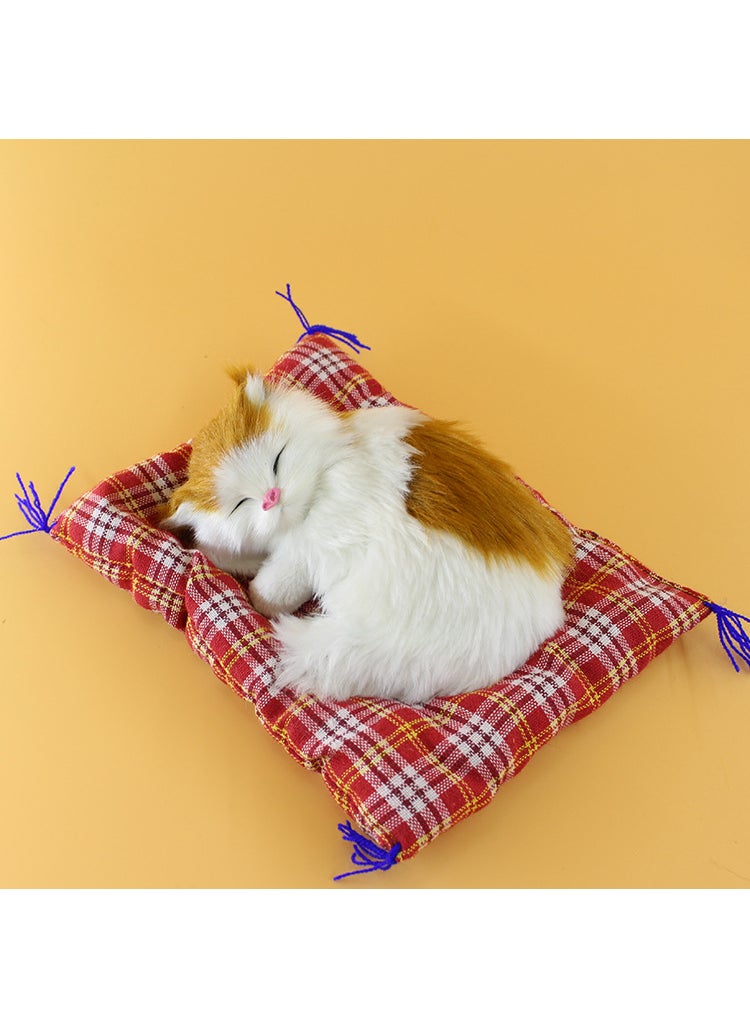 null - Realistic Meowing Cat Tabletop Decor Toy Yellow block sleeping cat - Image 1