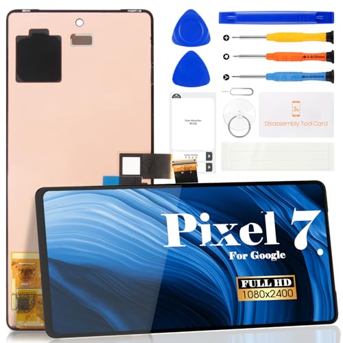 SRJTEK OLED for Google Pixel 7 Screen Replacement for Google Pixel 7 LCD Digitizer Repair Kits for Google Pixel 7 GVU6C GQML3 Display Touch Screen Assembly Replacement with Frame (with Fingerprint) - Image 1