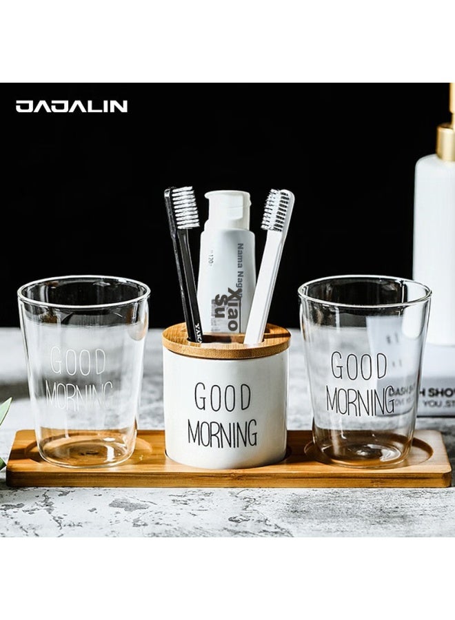 JAJALIN Jajalin Simple Glass Mouthwash Cup, Toothbrush Cup, Washing Cup, Couple's Cup, Creative Minimalist Transparent Toothbrush Cup, Single Pack - Image 2