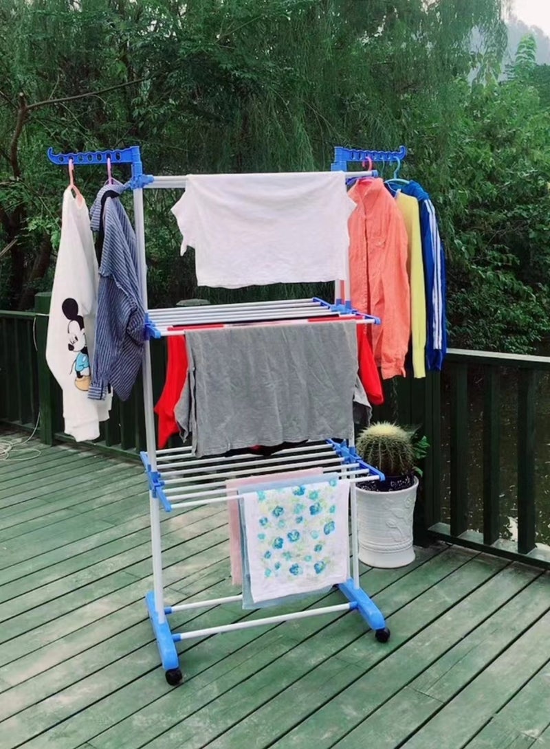 Three layer stainless steel multi-color hanger 172x126x64cm blue - Image 1