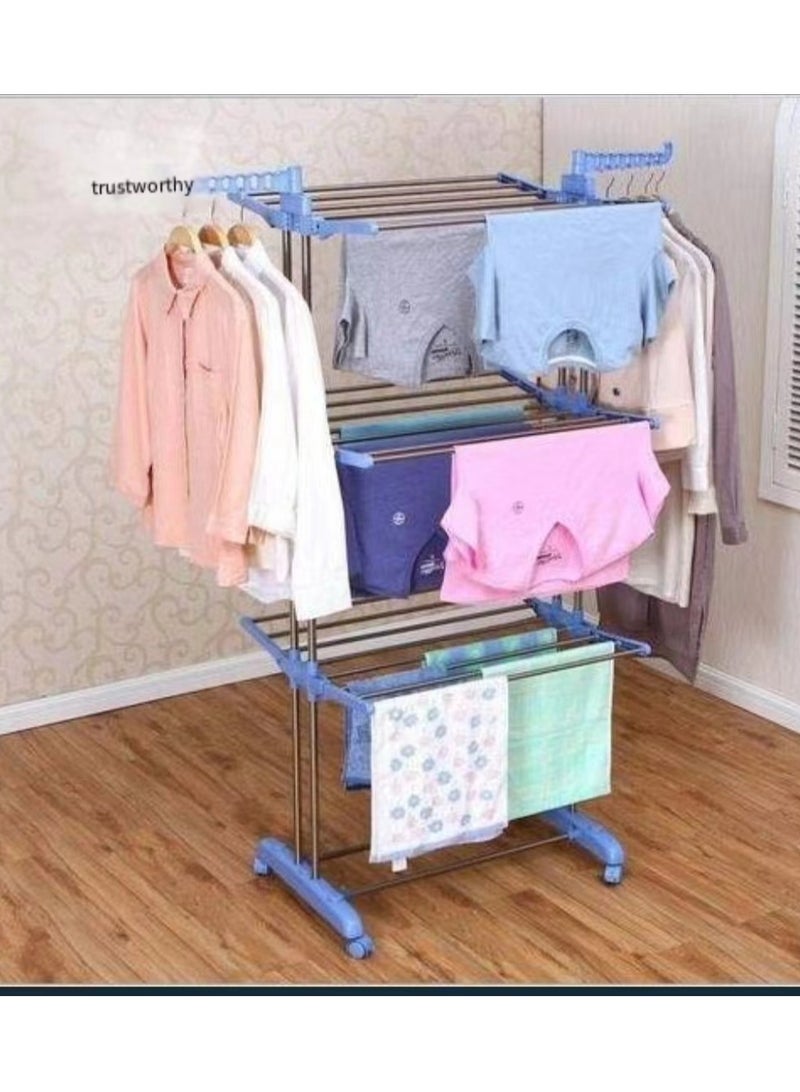 Three layer stainless steel multi-color hanger 172x126x64cm blue - Image 2