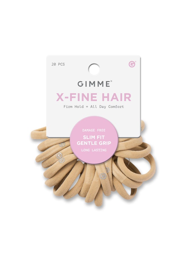 Gimme Beauty XFine Hair Bands SlimFit Elastic Ties for Extra Fine Hair NoDent GentleGrip Ponytail Holders for AllDay Comfort 20 Pack Blonde - Image 2