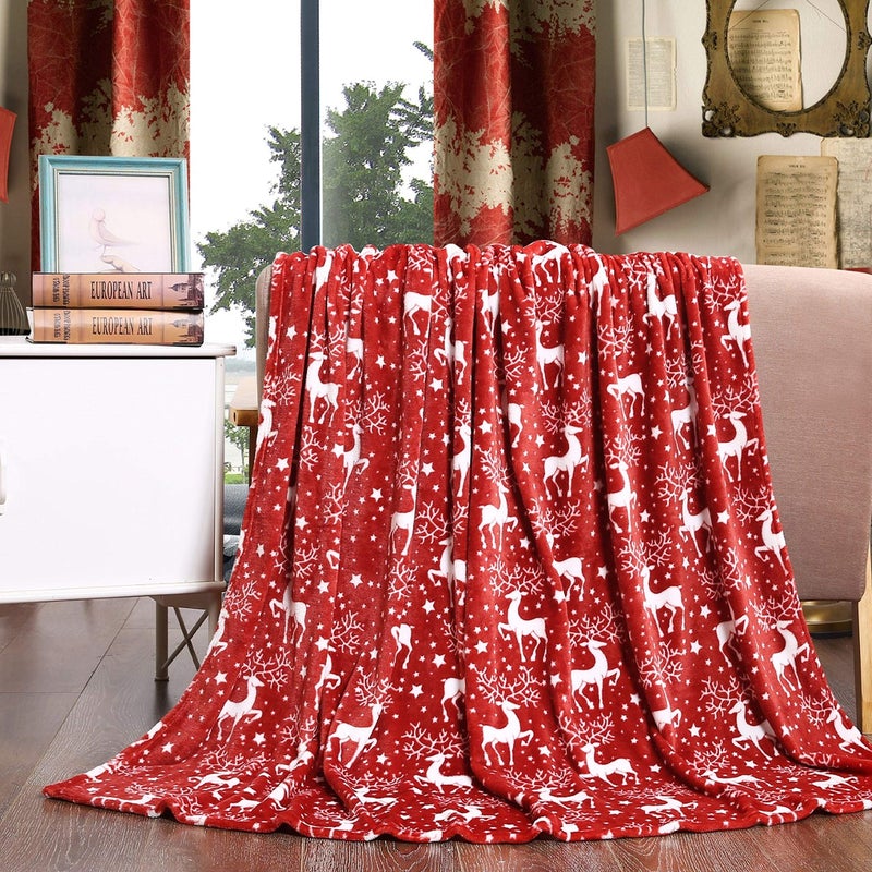 Valerian Luxury Velvet Touch Ultra Plush Christmas Blanket Soft Warm Cozy Holiday Printed Fleece ThrowBlanket 50 x 60inch