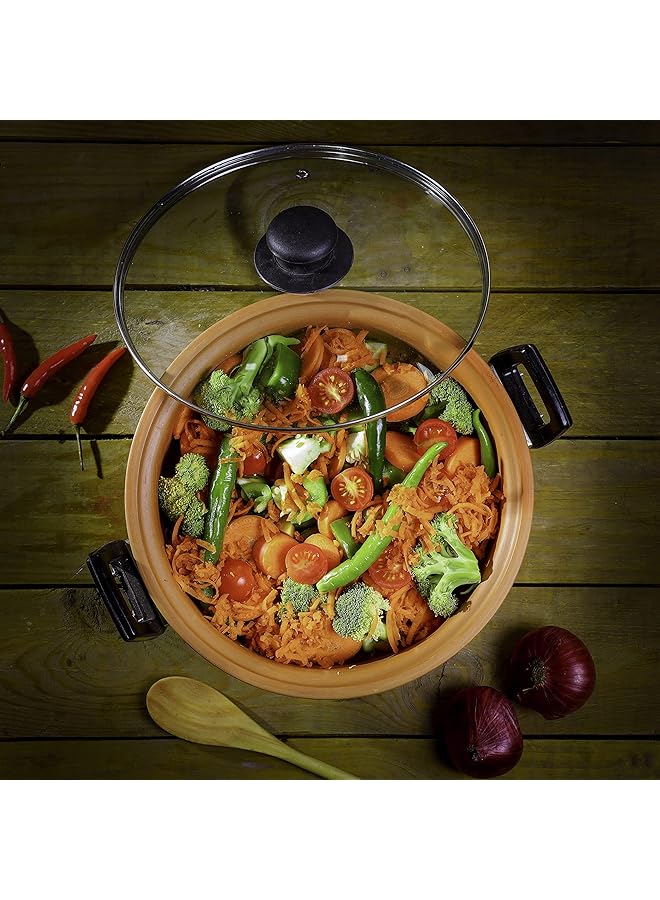 أولسنمارك أواني طهي تقليدية من الطين مع غطاء زجاجي | Omcp6015 | أواني طهي صديقة للبيئة ١٠٠٪، سعة ٥٠٠ مل، بمقبض من الباكليت | مفيدة وصحية | متعددة الاستخدامات - Image 5