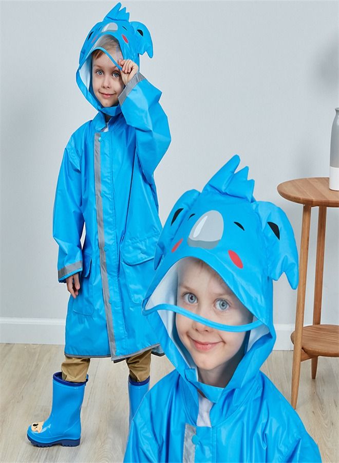 Loquat Children's Raincoat Full Picture Printed Thin Hooded Poncho Blue  - Image 2
