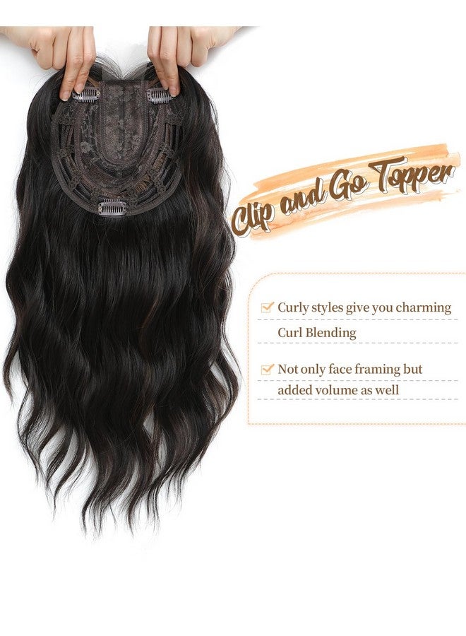 PANEWAY Hair Topper 16Inch Hair Toppers For Women With Thinning Hair 6.5’’X6.5’’ Ladies Wiglets Toppers Hair Pieces For Women - Dark Brown With Highlights - Image 2