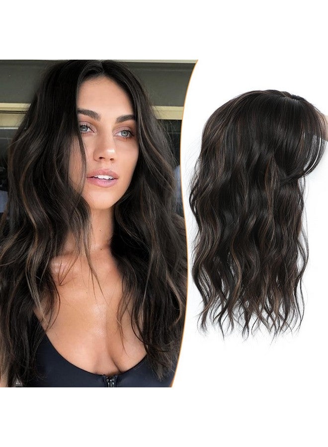 PANEWAY Hair Topper 16Inch Hair Toppers For Women With Thinning Hair 6.5’’X6.5’’ Ladies Wiglets Toppers Hair Pieces For Women - Dark Brown With Highlights - Image 1