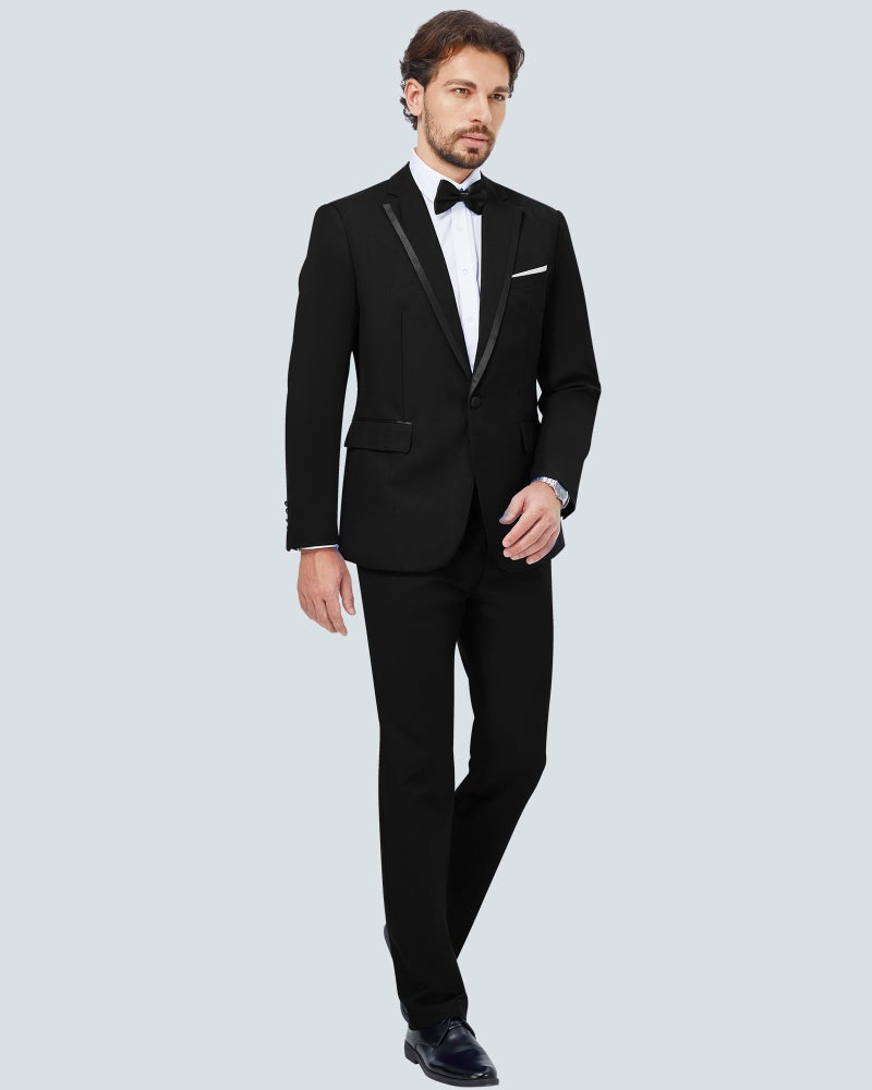 MAGE MALE Men's 2 Piece Suit Notched Lapel One Button Slim Fit Formal Wedding Prom Tuxedo Suits Blazer Pants with Bow Tie Set - Image 5