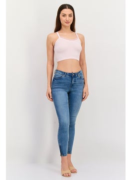 VERO MODA Women Regular Fit Washed Denim Jean, Blue  - Image 3