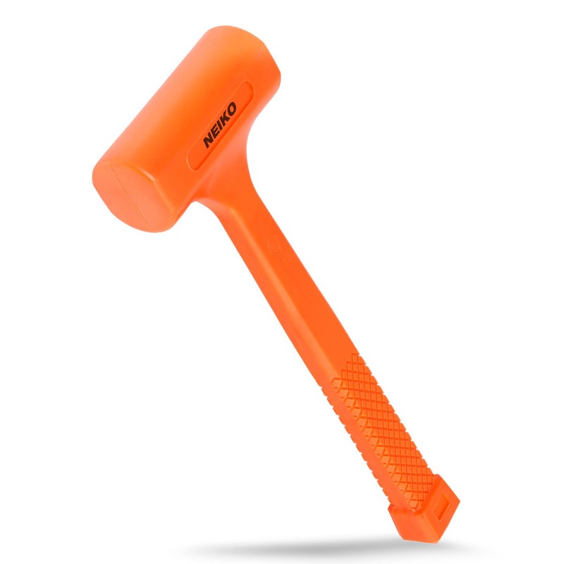 Neiko 02846A 1 LB Dead Blow Hammer, Neon Orange I Unibody Molded | Checkered Grip | Spark and Rebound Resistant - Image 1