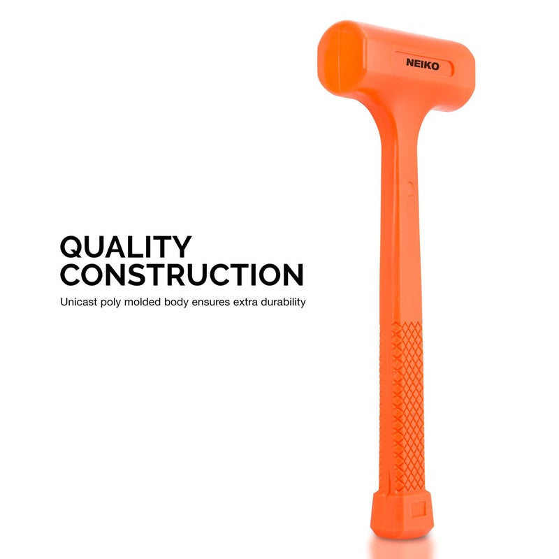 Neiko 02846A 1 LB Dead Blow Hammer, Neon Orange I Unibody Molded | Checkered Grip | Spark and Rebound Resistant - Image 3