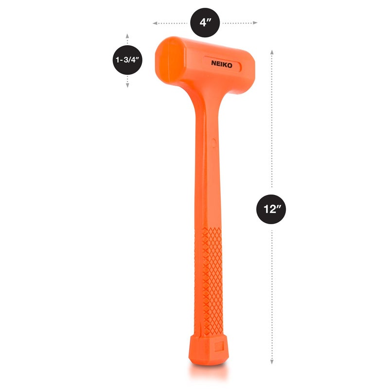 Neiko 02846A 1 LB Dead Blow Hammer, Neon Orange I Unibody Molded | Checkered Grip | Spark and Rebound Resistant - Image 5
