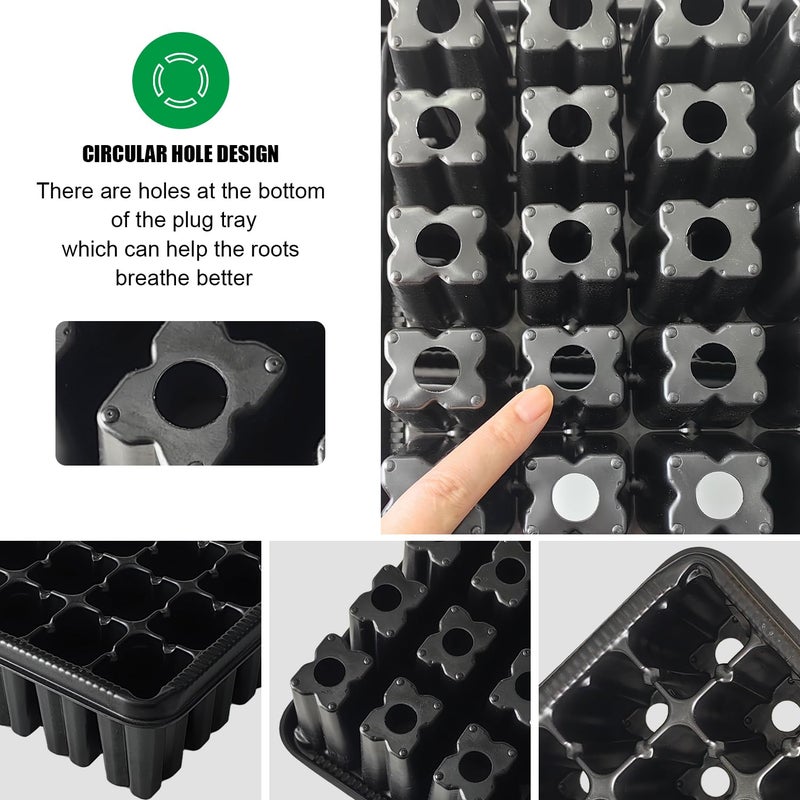 RooTrimmer 54 Cell Seed Starter Trays, 2.8" Deep Plug Tray Seedling for TD377 Nursery Tray, Super Thick Reusable Trays for Easy Transplantation (11.14inch Ã—14.6 inch, 5-Pack) - Image 5
