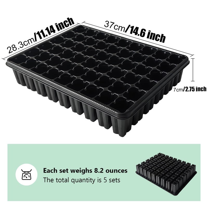 RooTrimmer 54 Cell Seed Starter Trays, 2.8" Deep Plug Tray Seedling for TD377 Nursery Tray, Super Thick Reusable Trays for Easy Transplantation (11.14inch Ã—14.6 inch, 5-Pack) - Image 3