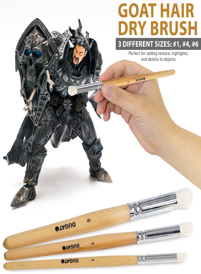 DUGATO Miniature Dry Paint Brush Set, 15pcs Model Brushes & Dry Brushes with Premium Bristle & Wood Handle, Fine Detailing for Acrylic Oil Gouache Watercolor, Citadel, Figurine, 40k (Natural) - Image 4
