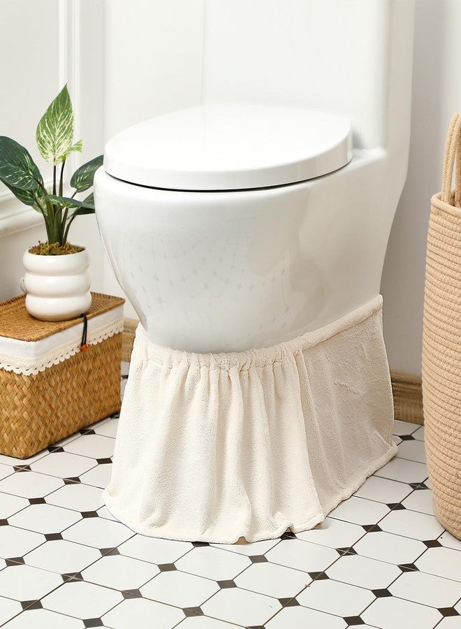 اودين غطاء قاعدة المرحاض من أودين، قابل للتمدد، مانع للانزلاق، واقي للمرحاض، غطاء مانع للتسرب، مزخرف، صحي، مصنوع من القطن الأبيض، قابل للغسل، ديكور للحمام، يلتقط قطرات الماء والتكثيف والغبار - Image 1