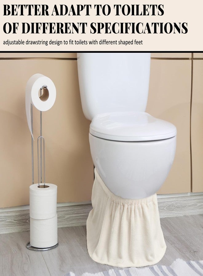 اودين غطاء قاعدة المرحاض من أودين، قابل للتمدد، مانع للانزلاق، واقي للمرحاض، غطاء مانع للتسرب، مزخرف، صحي، مصنوع من القطن الأبيض، قابل للغسل، ديكور للحمام، يلتقط قطرات الماء والتكثيف والغبار - Image 3