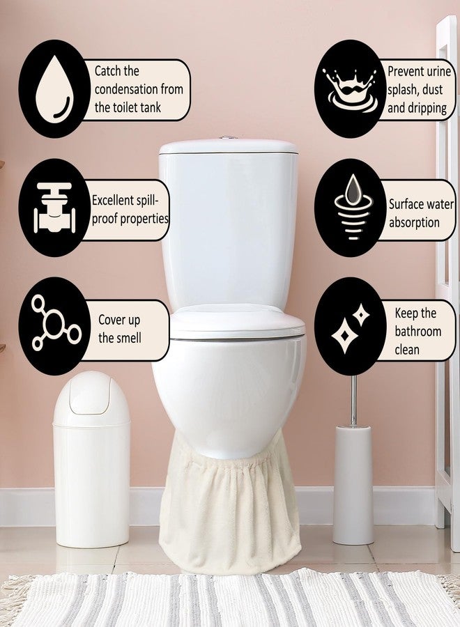 اودين غطاء قاعدة المرحاض من أودين، قابل للتمدد، مانع للانزلاق، واقي للمرحاض، غطاء مانع للتسرب، مزخرف، صحي، مصنوع من القطن الأبيض، قابل للغسل، ديكور للحمام، يلتقط قطرات الماء والتكثيف والغبار - Image 5