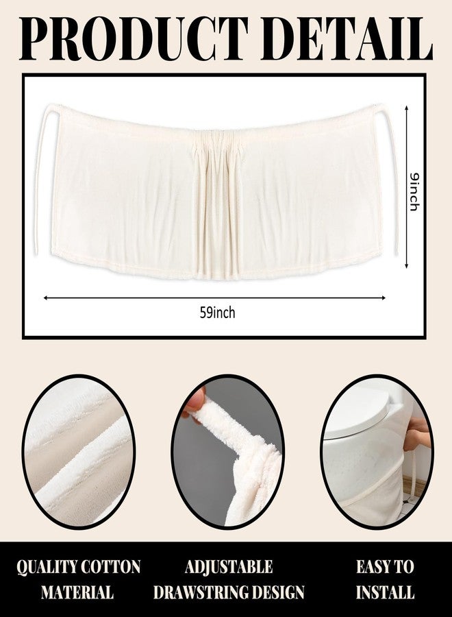 اودين غطاء قاعدة المرحاض من أودين، قابل للتمدد، مانع للانزلاق، واقي للمرحاض، غطاء مانع للتسرب، مزخرف، صحي، مصنوع من القطن الأبيض، قابل للغسل، ديكور للحمام، يلتقط قطرات الماء والتكثيف والغبار - Image 4