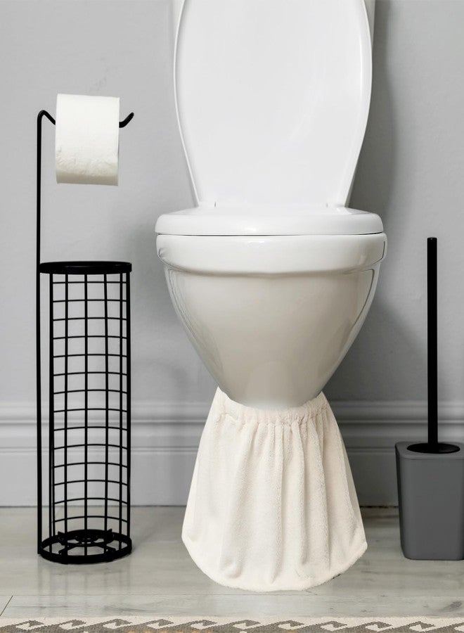 اودين غطاء قاعدة المرحاض من أودين، قابل للتمدد، مانع للانزلاق، واقي للمرحاض، غطاء مانع للتسرب، مزخرف، صحي، مصنوع من القطن الأبيض، قابل للغسل، ديكور للحمام، يلتقط قطرات الماء والتكثيف والغبار - Image 2